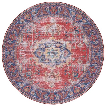 Safavieh 6 x 6 ft. Tucson Traditional Power Loomed Round Rug; Red & Navy TSN161Q-6R